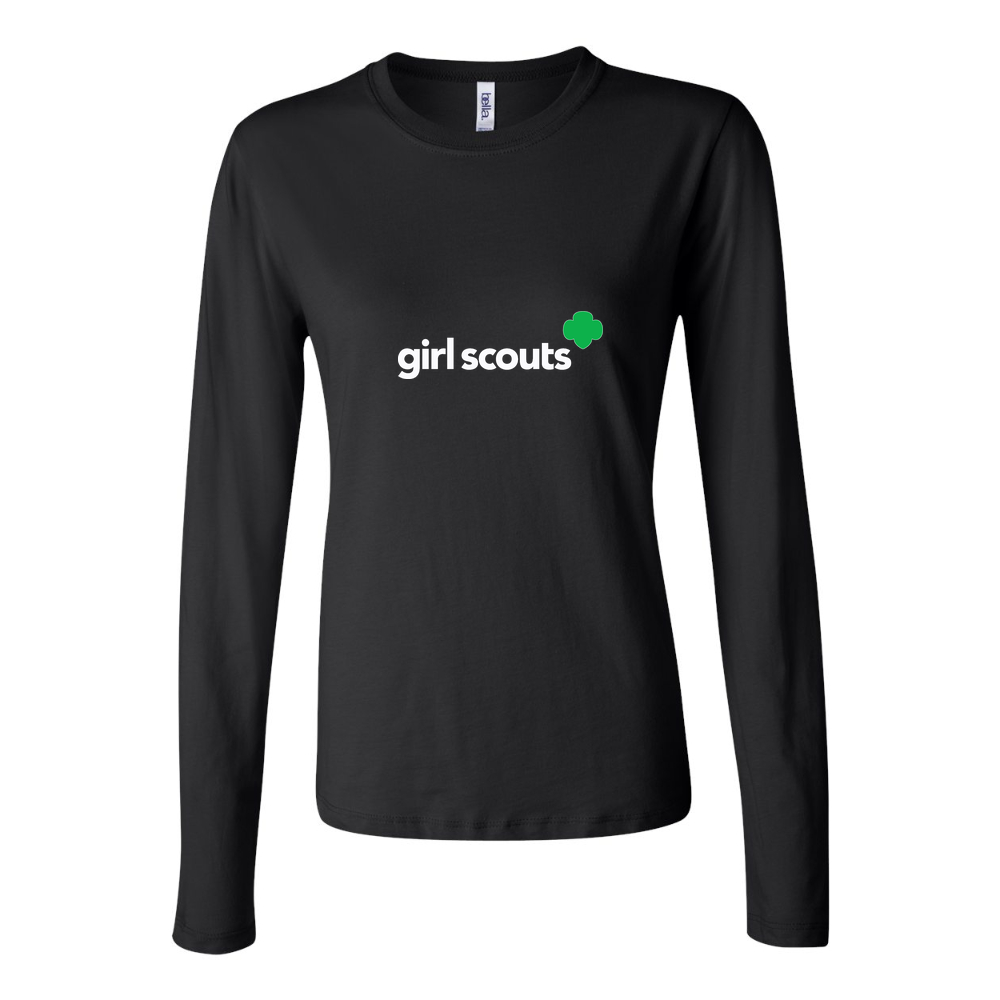 Women's Girl Scouts White Long Sleeve T-Shirt - Black