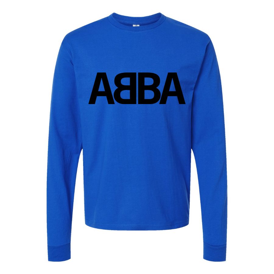 Men's Abba-Logo-768x432 Long sleeves Cotton Blend T-Shirt - Blue