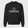 Men's Omega White Logo Crewneck Sweatshirt - Black