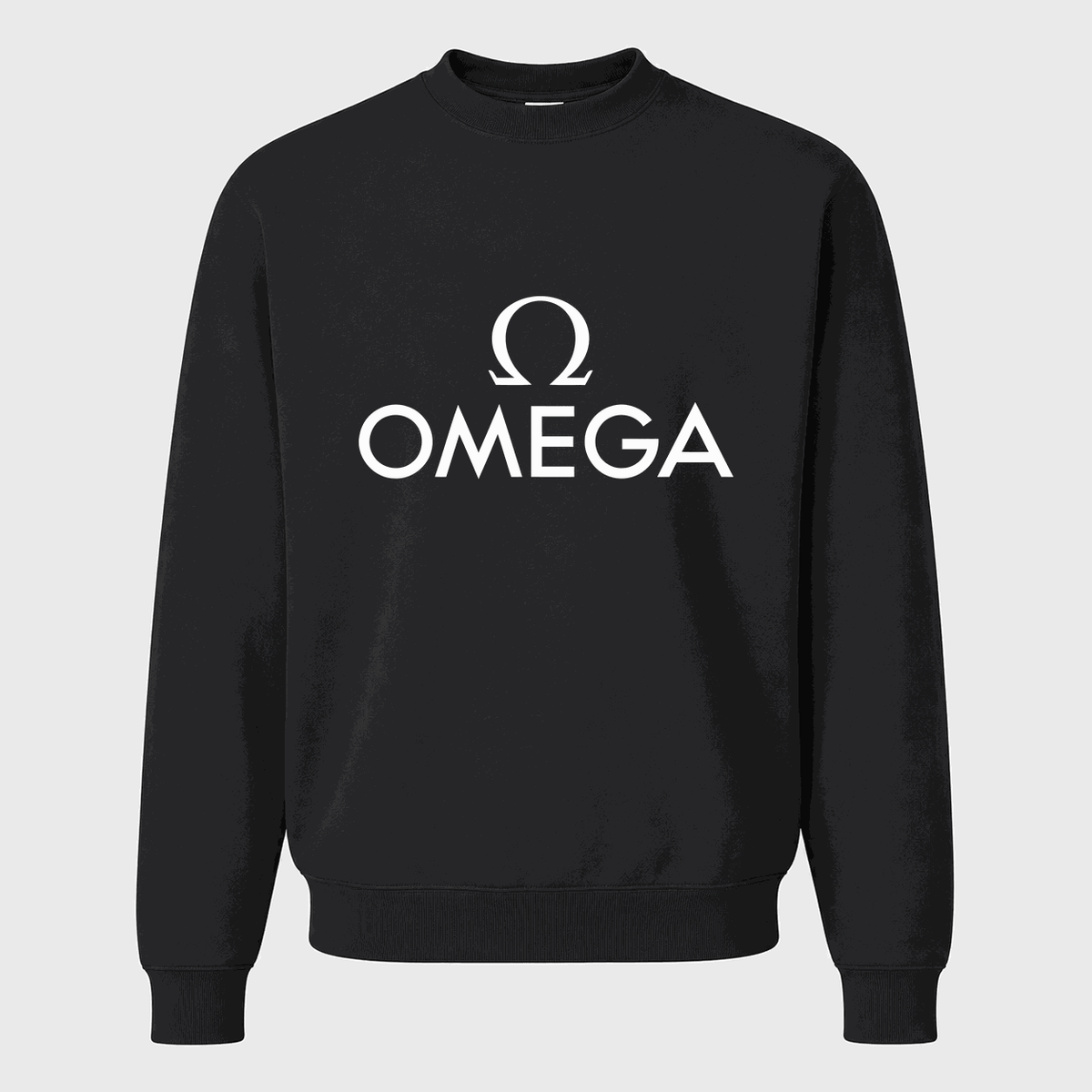 Men's Omega White Logo Crewneck Sweatshirt - Black