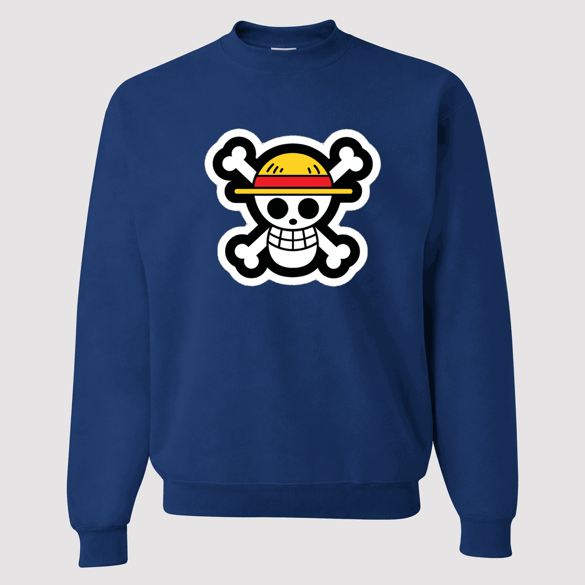 Men's Straw Hat Luffy Crewneck Sweatshirt - Blue
