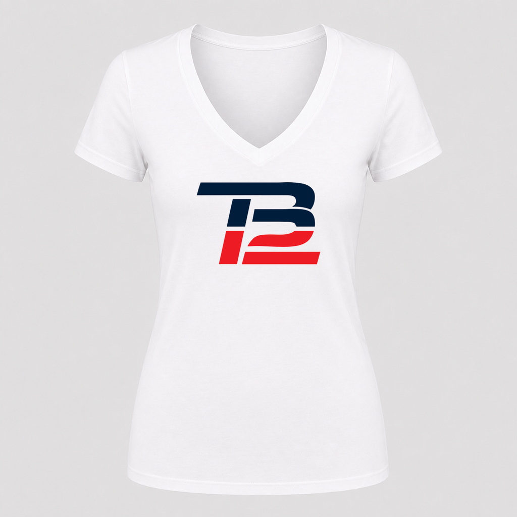 Women's Tom Brady 12 V Neck T-Shirt in white
