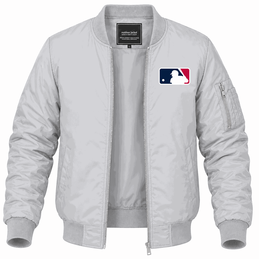 Men's Major League Baseball logo Lightweight Bomber Jacket - Gray