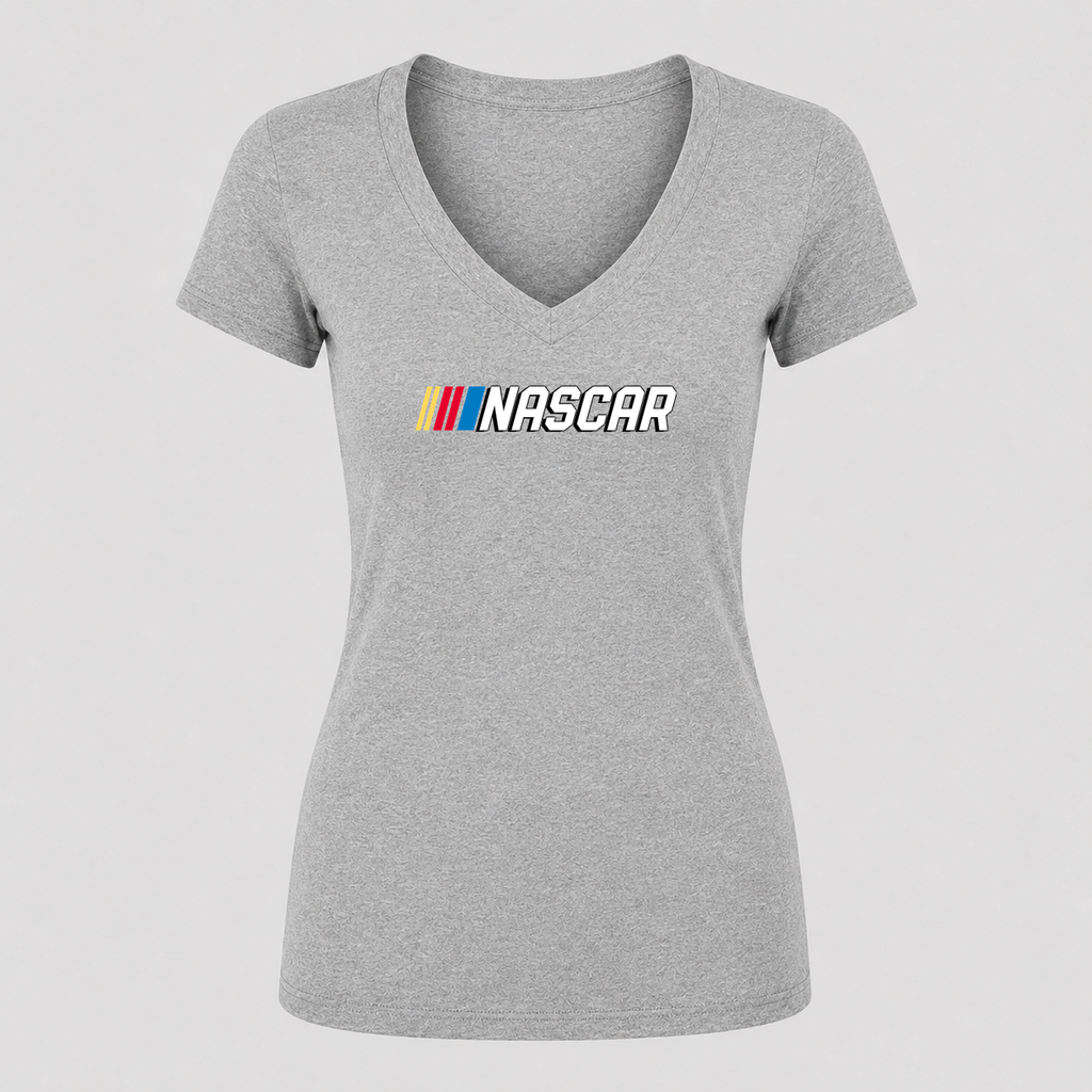 Women's NASCAR V Neck T-Shirt in gray
