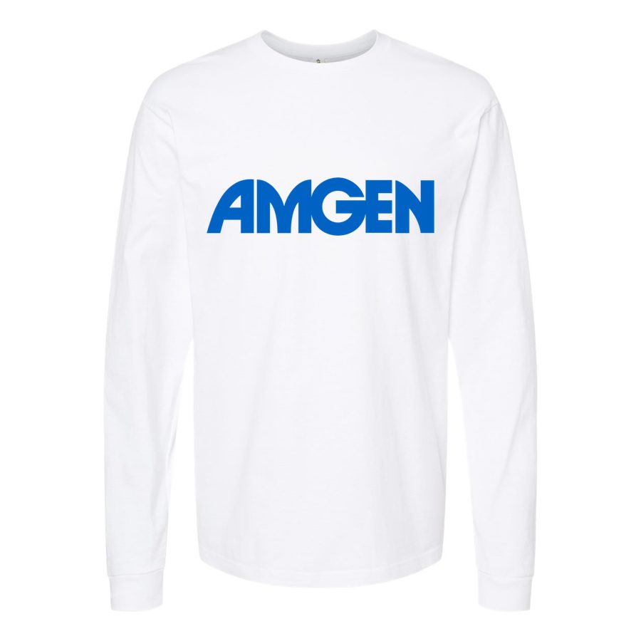 Men's Amgen-Logo-500x281-min Long sleeves Cotton Blend T-Shirt - White