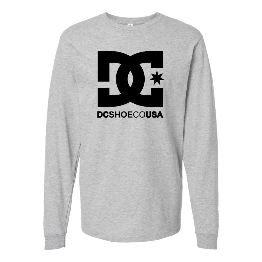 Men's DC-Logo-1536x864 Long sleeves Cotton Blend T-Shirt - Gray