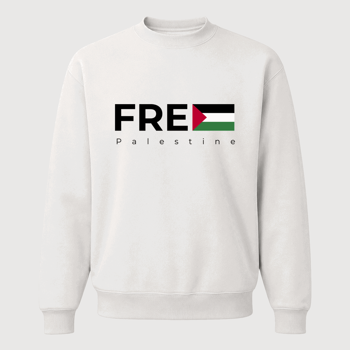 Men's Free Palestine Black Logo Crewneck Sweatshirt - White