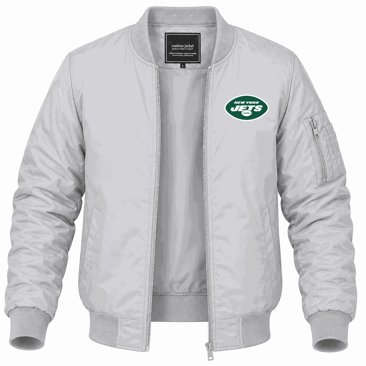 Men's New York Jets Lightweight Bomber Jacket - Gray