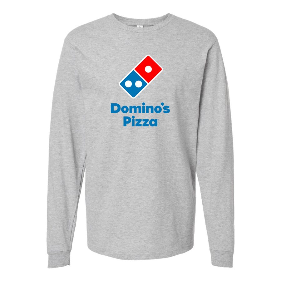 Men's Domino s Pizza Long sleeves Cotton Blend T-Shirt - Gray