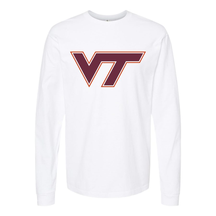 Men's Virginia Tech Hokies Logo Long sleeves Cotton Blend T-Shirt - White