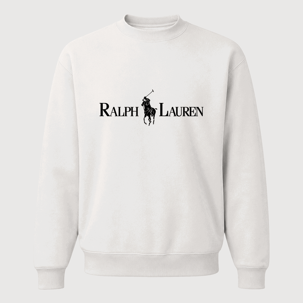 Men's Polo Ralph Lauren Black Logo Crewneck Sweatshirt - White