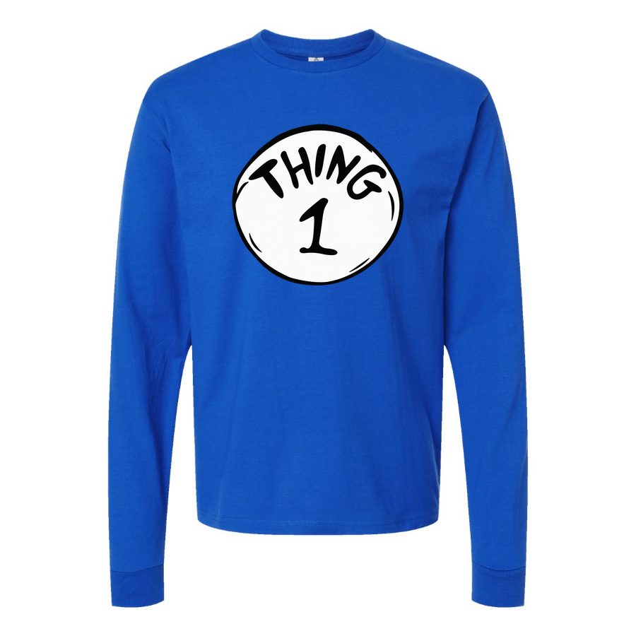 Men's Dr. Seuss Thing 1 Logo Long sleeves Cotton Blend T-Shirt - Blue