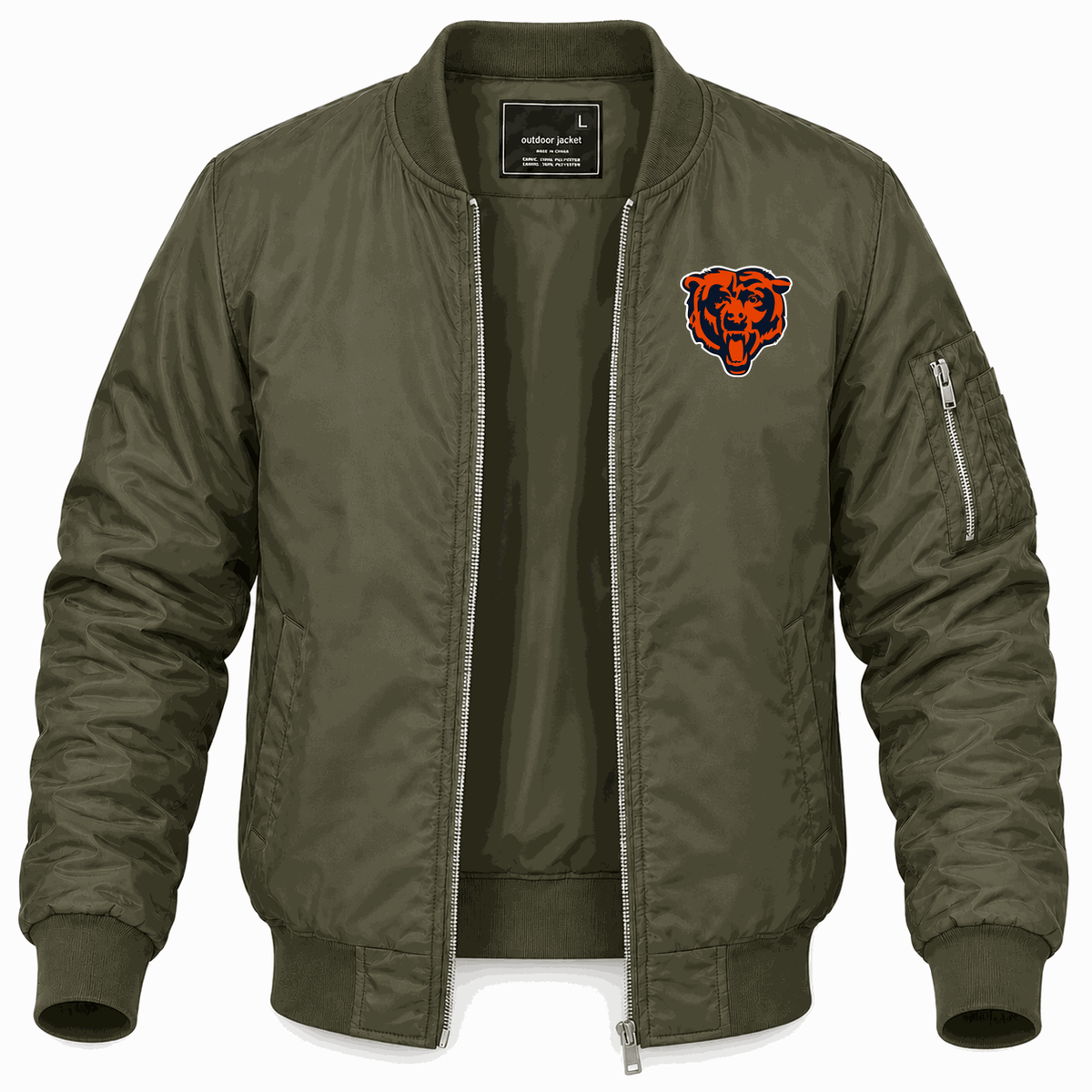 Men's Chicago Bears Lightweight Bomber Jacket - Army Green