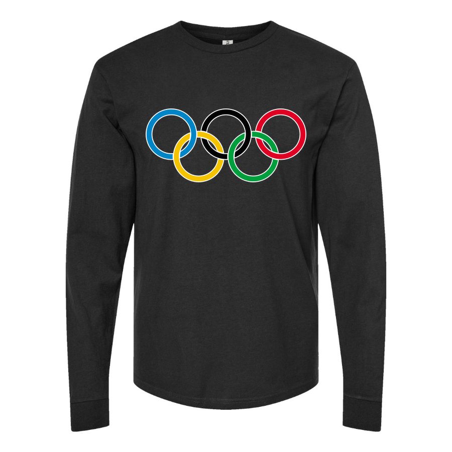 Men's Olympic Ring BK-logo Long sleeves Cotton Blend T-Shirt - Black