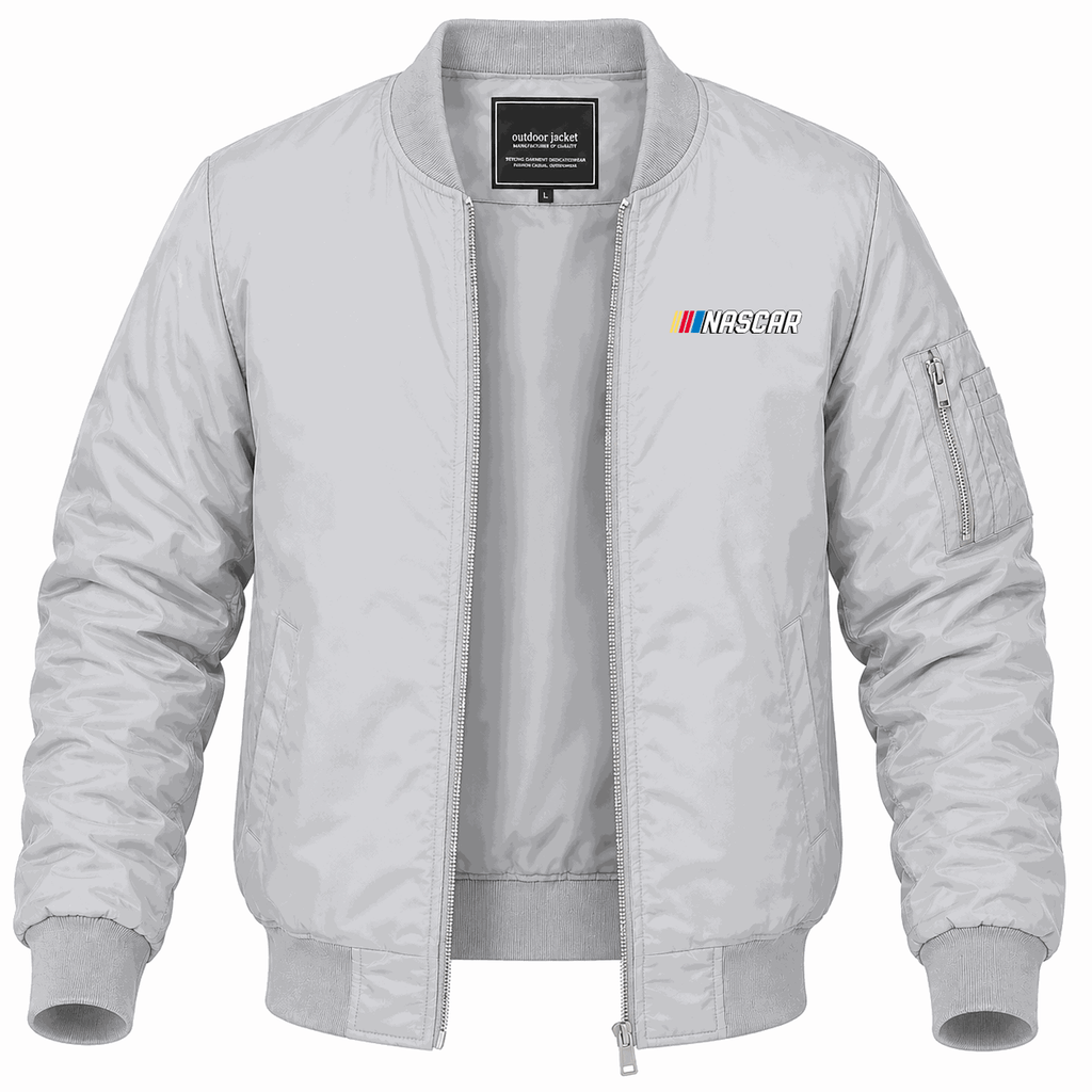 Men's NASCAR Logo Lightweight Bomber Jacket - Gray
