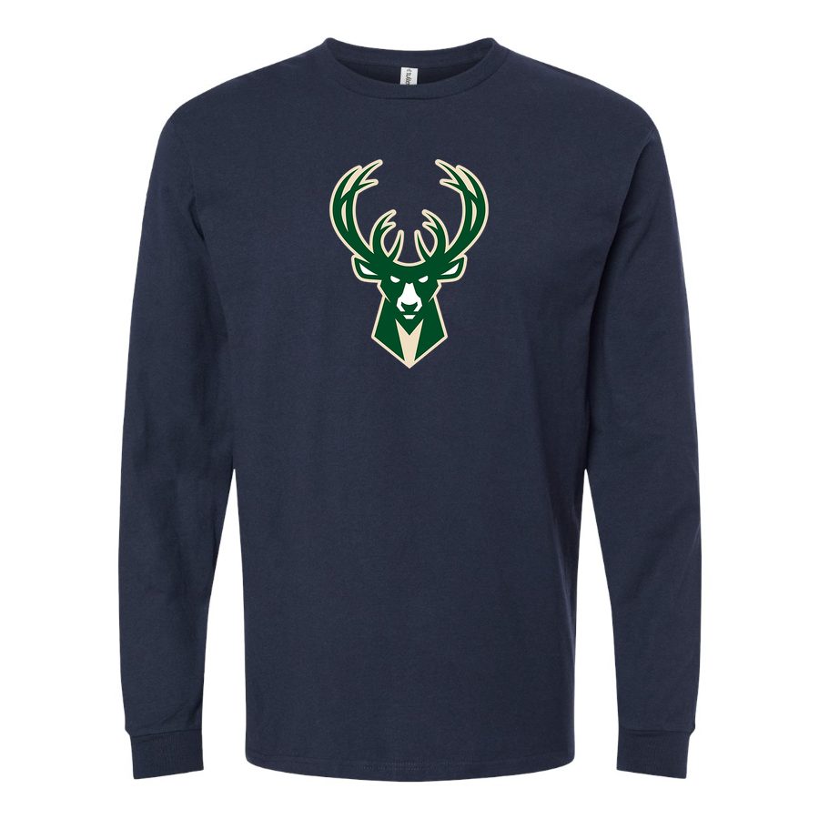 Men's Milwaukee Bucks Long sleeves Cotton Blend T-Shirt - Navy