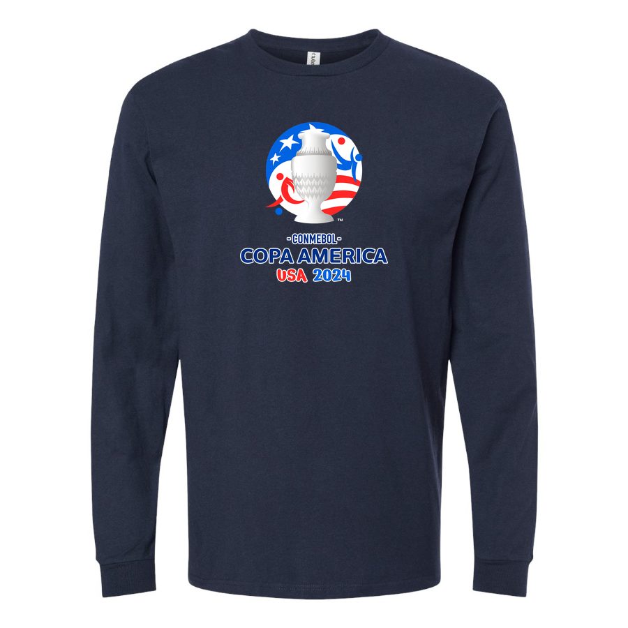Men's Copa América 2024 logo Long sleeves Cotton Blend T-Shirt - Navy