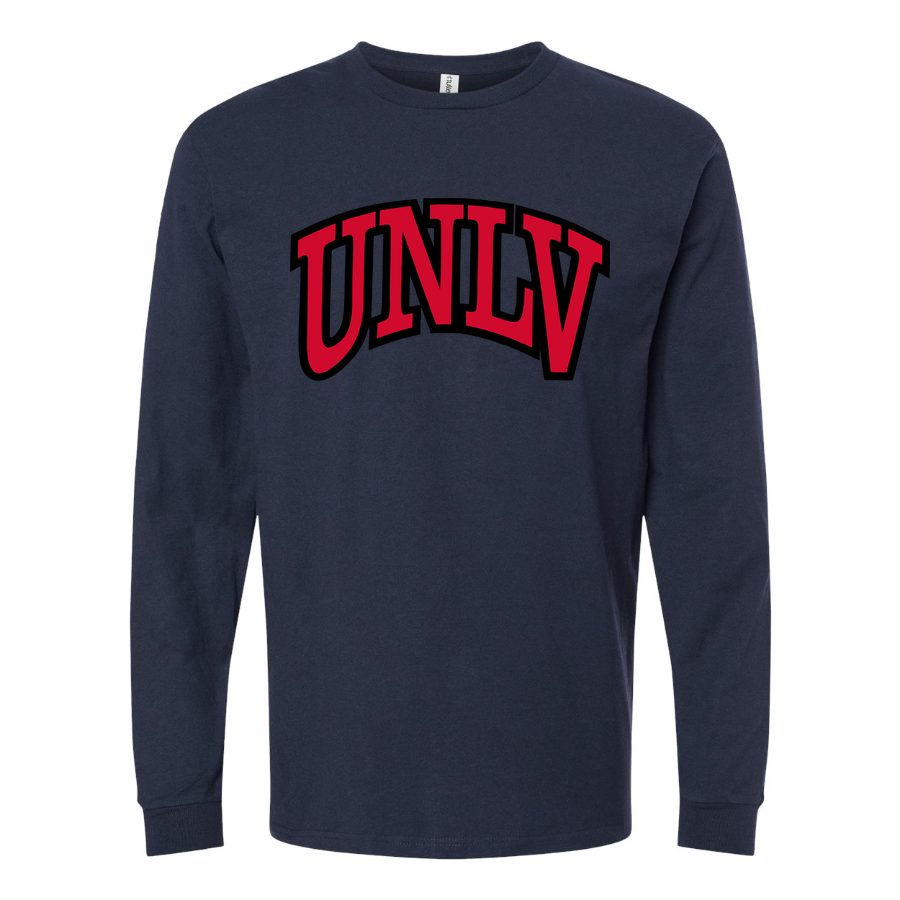 Men's UNLV Rebels Logo Long sleeves Cotton Blend T-Shirt - Navy