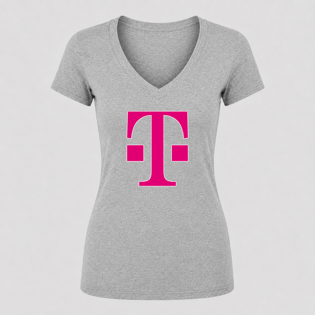 Women's T-Mobile V Neck T-Shirt in gray