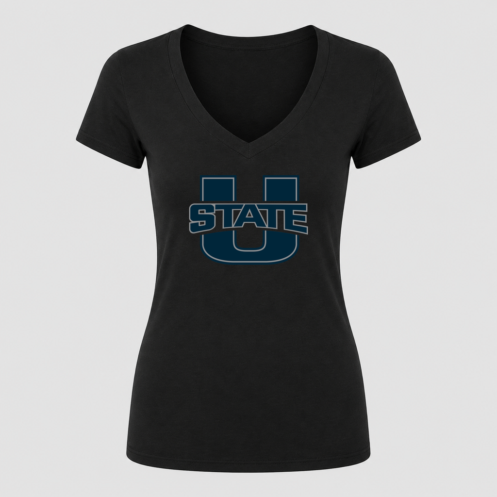 Women's Utah State Aggies V Neck T-Shirt in black