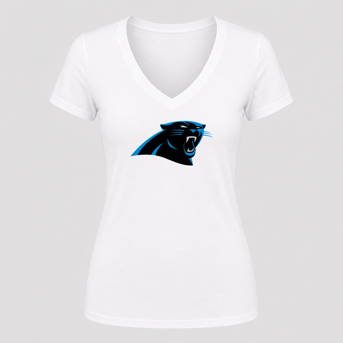 Women's Carolina Panthers V Neck T-Shirt in white