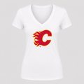 Women's Calgary Flames V Neck T-Shirt in white