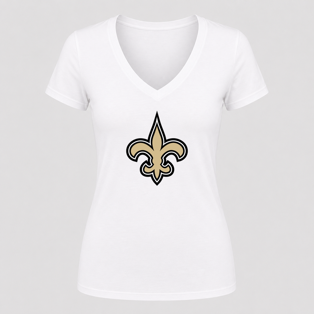 Women's New Orleans Saints V Neck T-Shirt in white