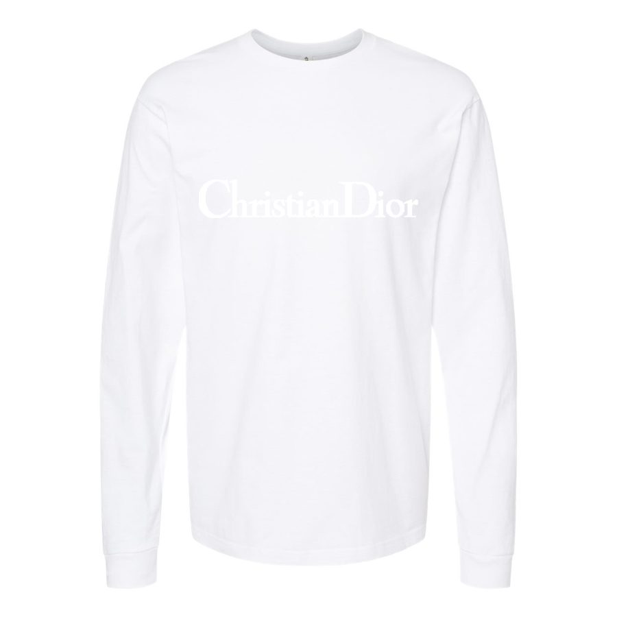 Men's Dior Logo White Long sleeves Cotton Blend T-Shirt - White