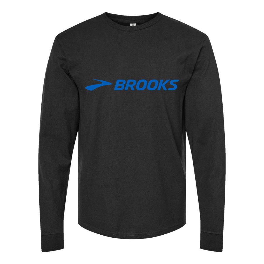 Men's Brooks-Logo-1536x864 Long sleeves Cotton Blend T-Shirt - Black