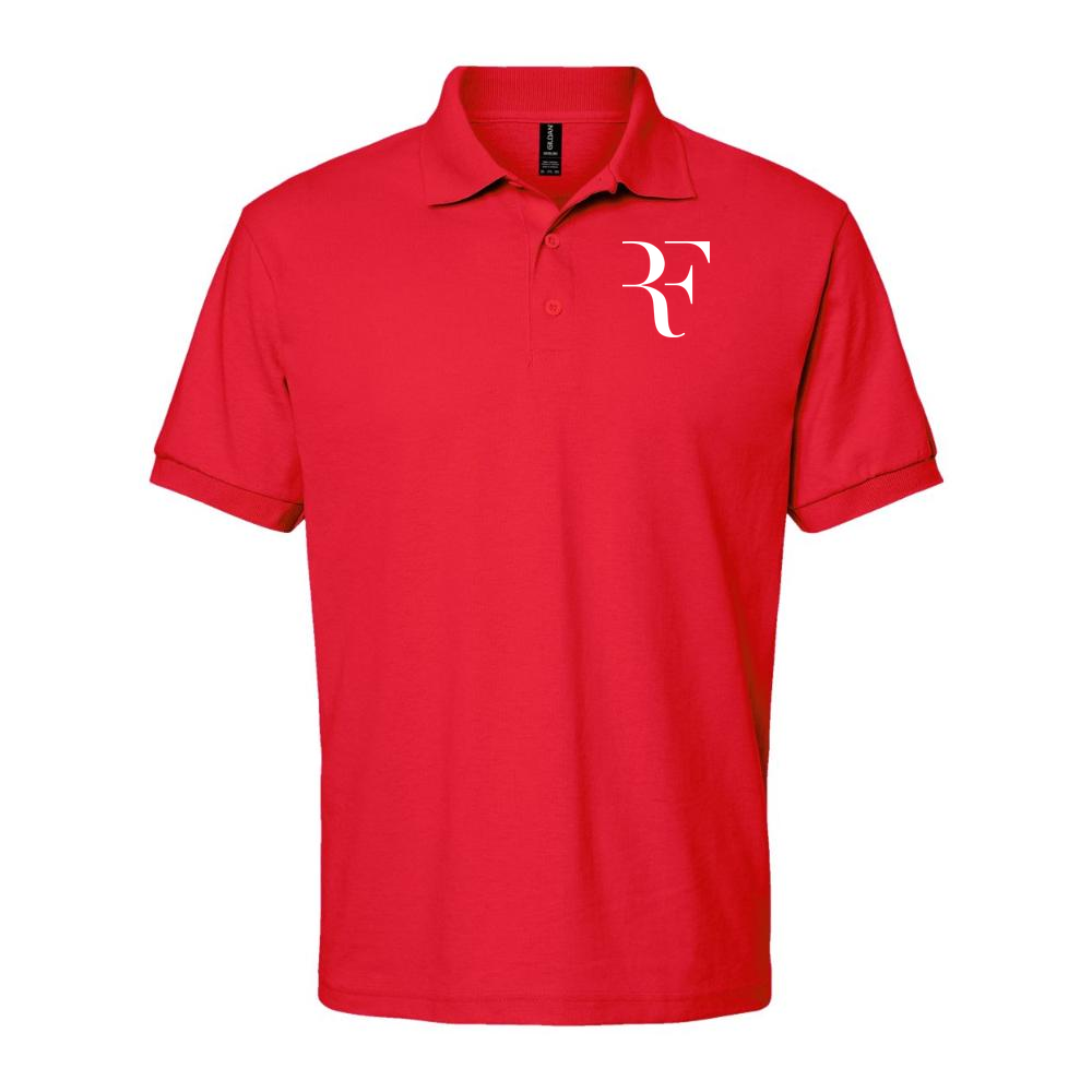 Men's Roger Federer White Logo Dry Blend Polo - Red