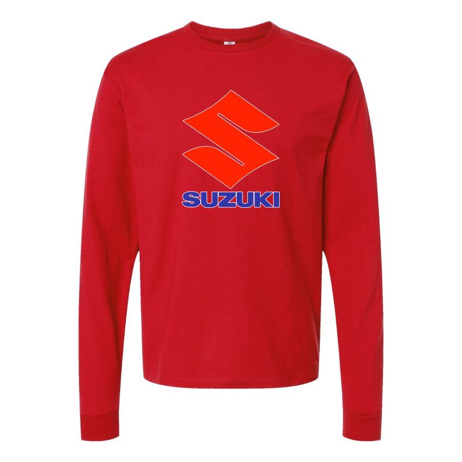 Men's Suzuki-Logo Long sleeves Cotton Blend T-Shirt - Red