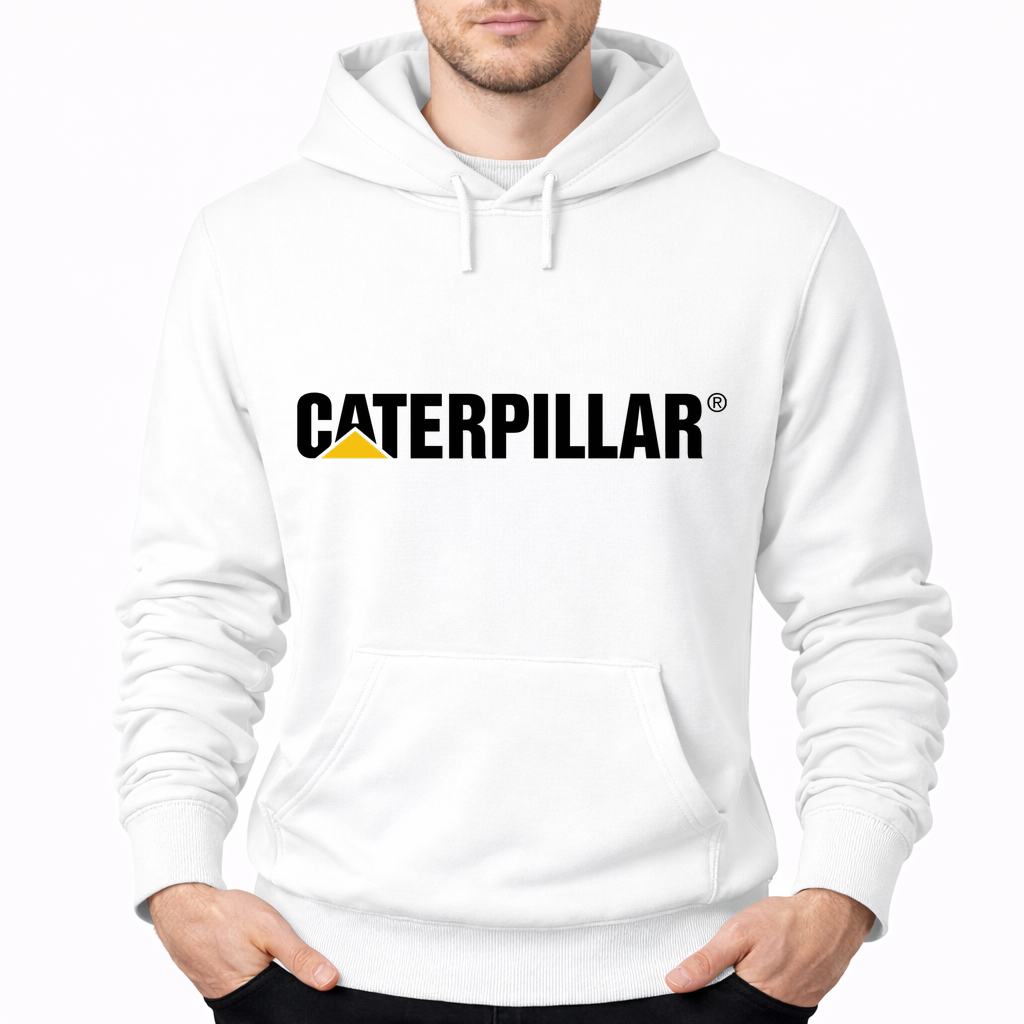 Men's Caterpillar Black Pullover Hoodie - White