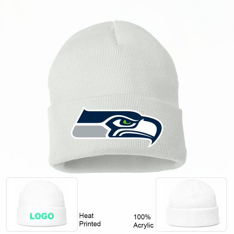 Seattle Seahawks White Beanie Hat