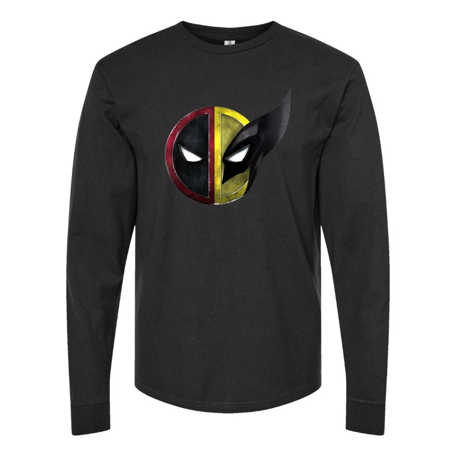 Men's deadpool & wolverine Long sleeves Cotton Blend T-Shirt - Black