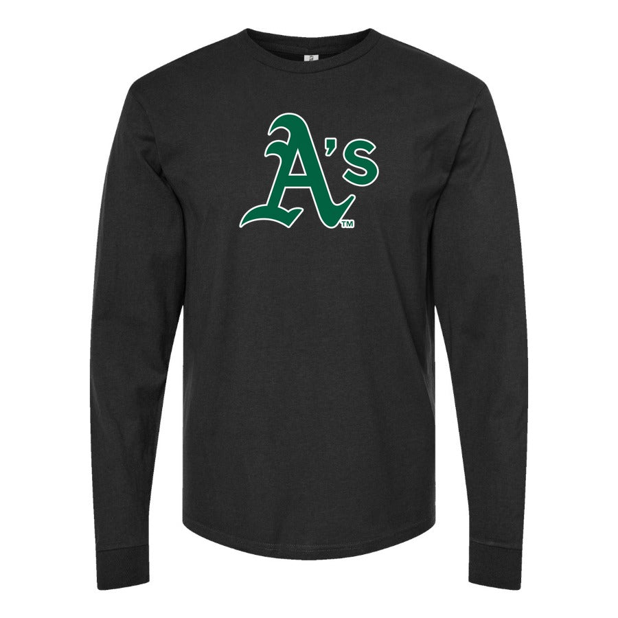 Men's Oakland Athletics Long sleeves Cotton Blend T-Shirt - Black