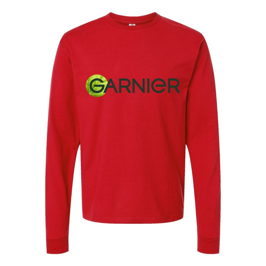 Men's Garnier-logo-1536x864 Long sleeves Cotton Blend T-Shirt - Red