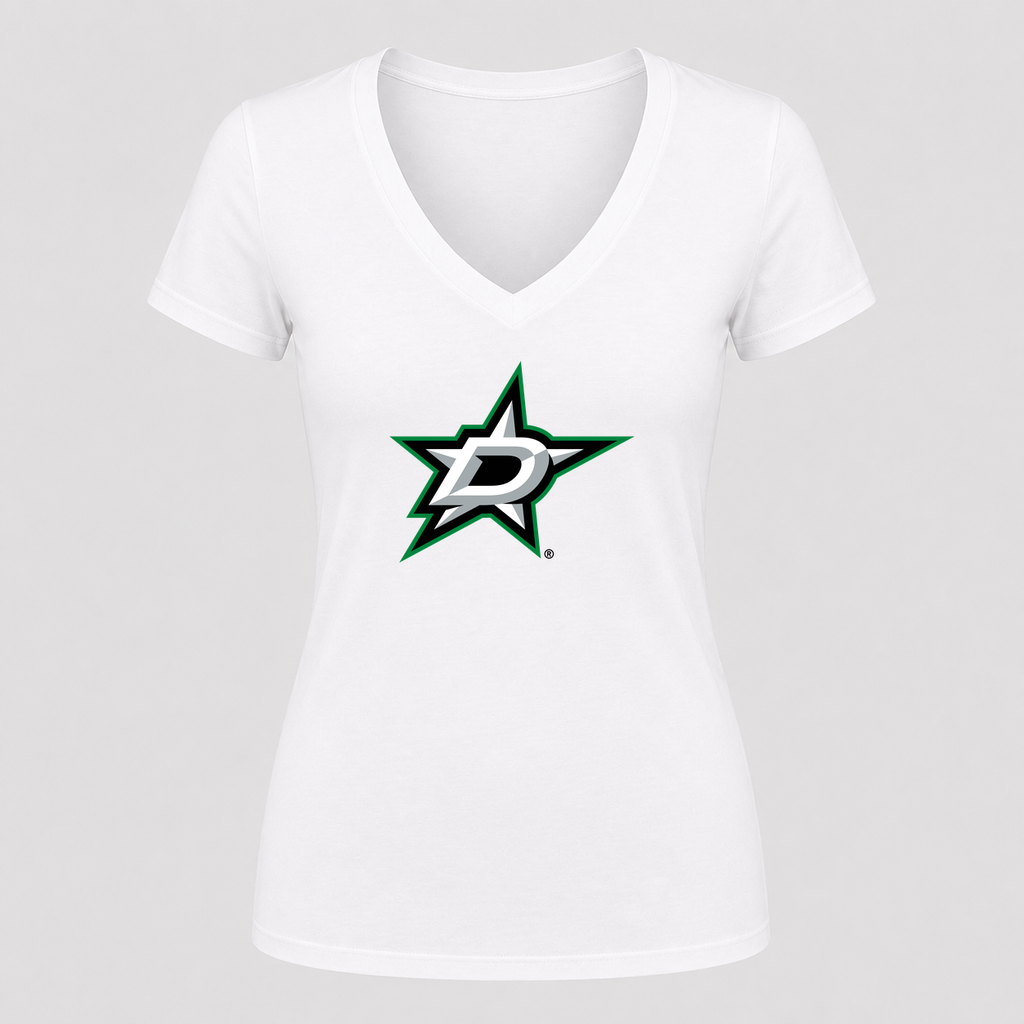 Women's Dallas Stars V Neck T-Shirt in white