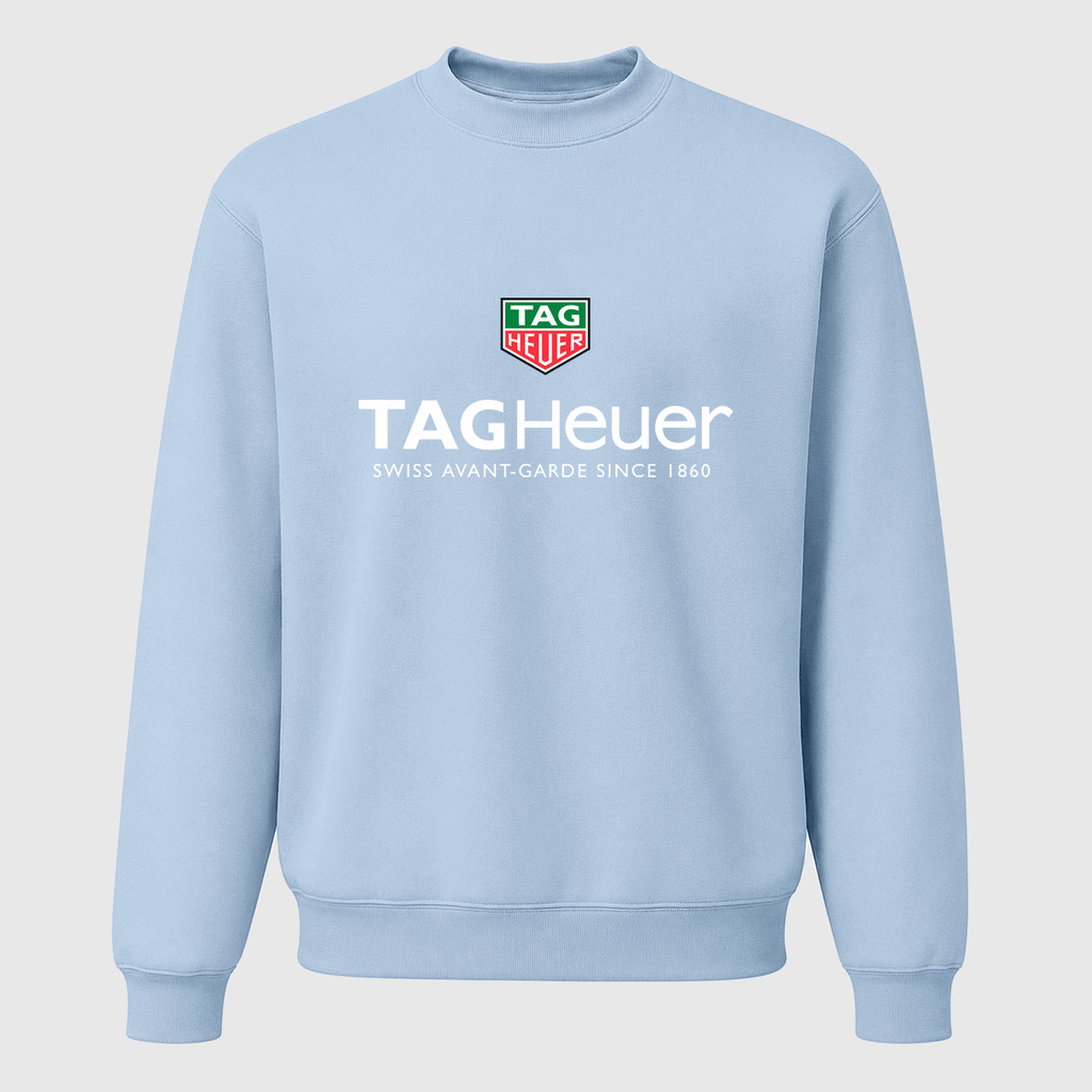 Men's TAG Heuer White Logo Crewneck Sweatshirt - Sky Blue