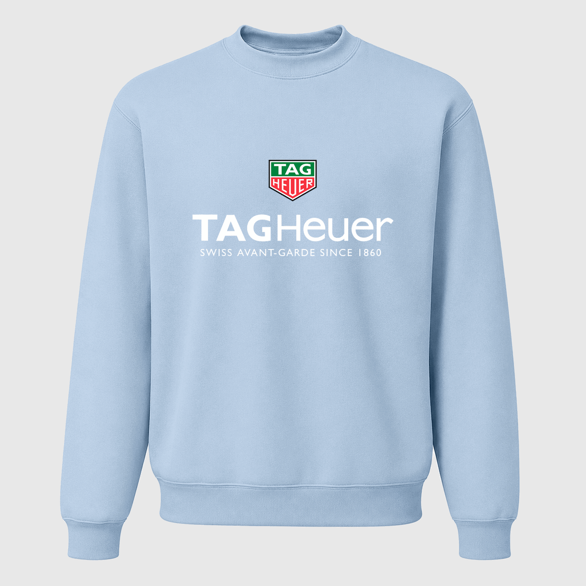 Men's TAG Heuer White Logo Crewneck Sweatshirt - Sky Blue