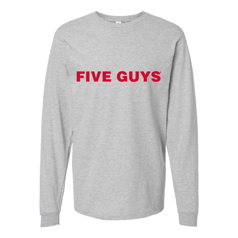 Men's Five guys Long sleeves Cotton Blend T-Shirt - Gray