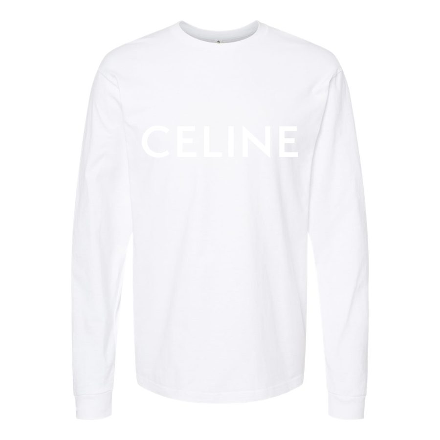 Men's Celine white Long sleeves Cotton Blend T-Shirt - White