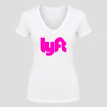 Women's Lyft Pink Design V Neck T-Shirt in white