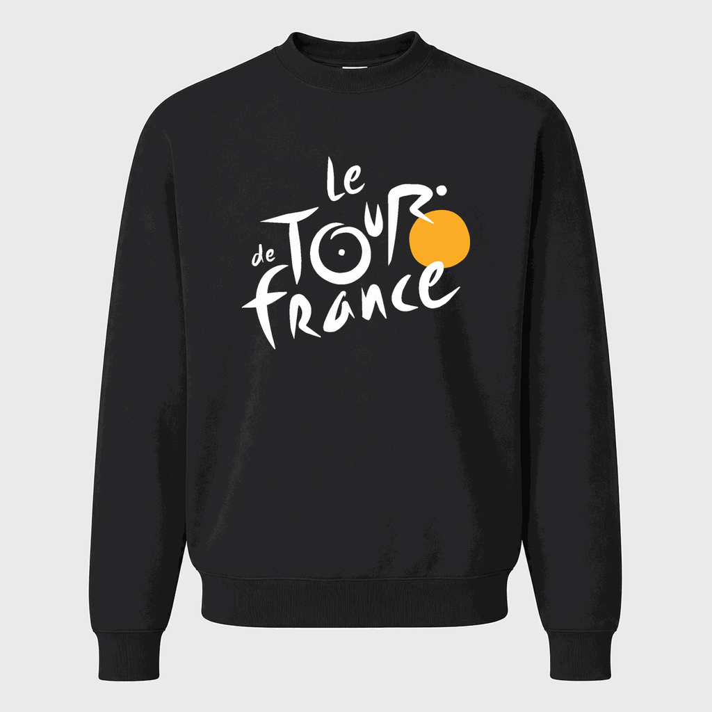 Men's Tour de France White Logo Crewneck Sweatshirt - Black