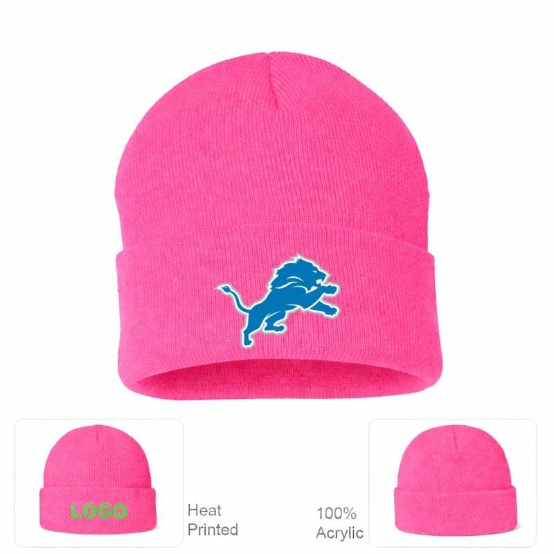Detroit Lions Pink Beanie Hat