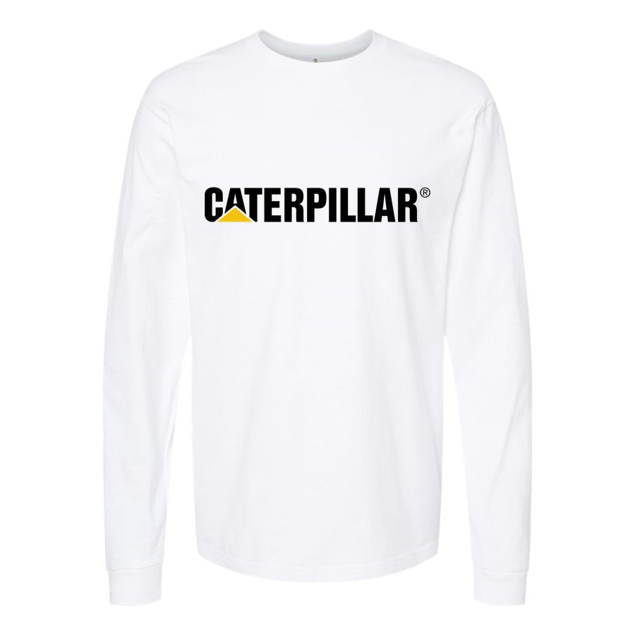 Men's Caterpillar-Logo Black Long sleeves Cotton Blend T-Shirt - White