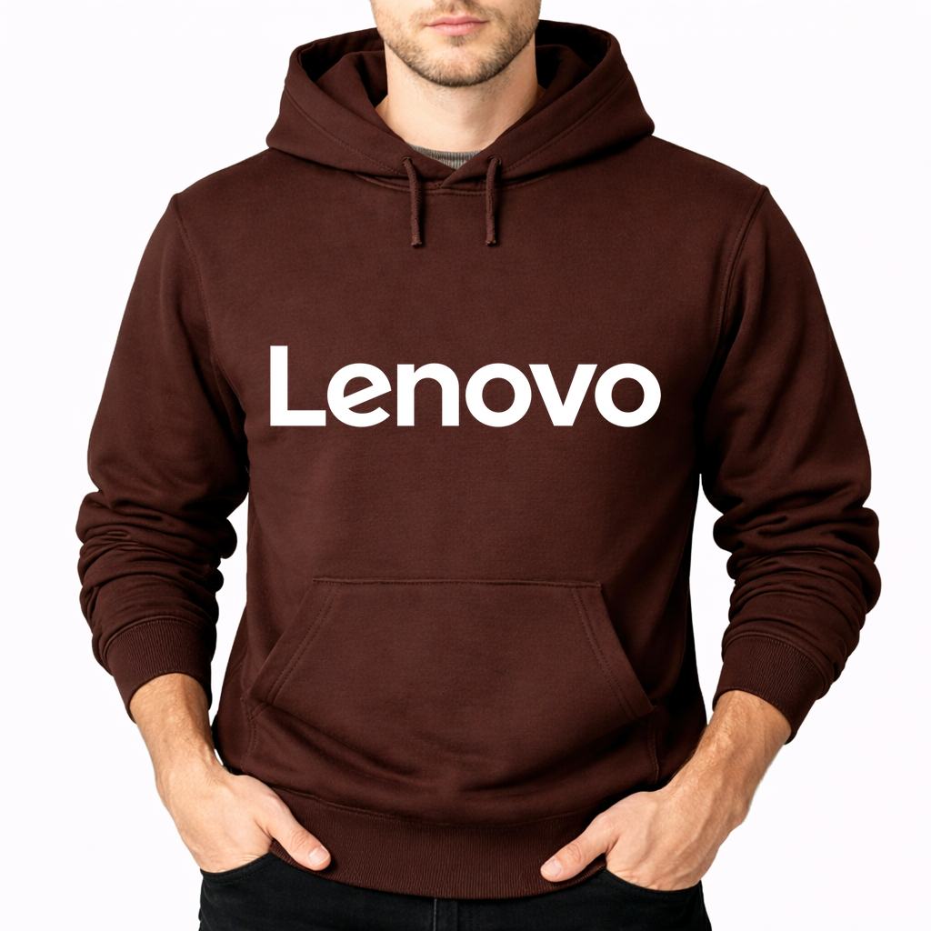 Men's Lenovo White Pullover Hoodie - Brown