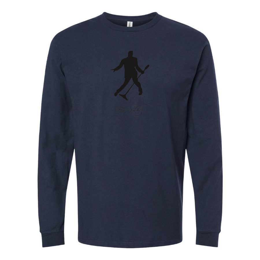 Men's Elvis-Presley-Logo Long sleeves Cotton Blend T-Shirt - Navy