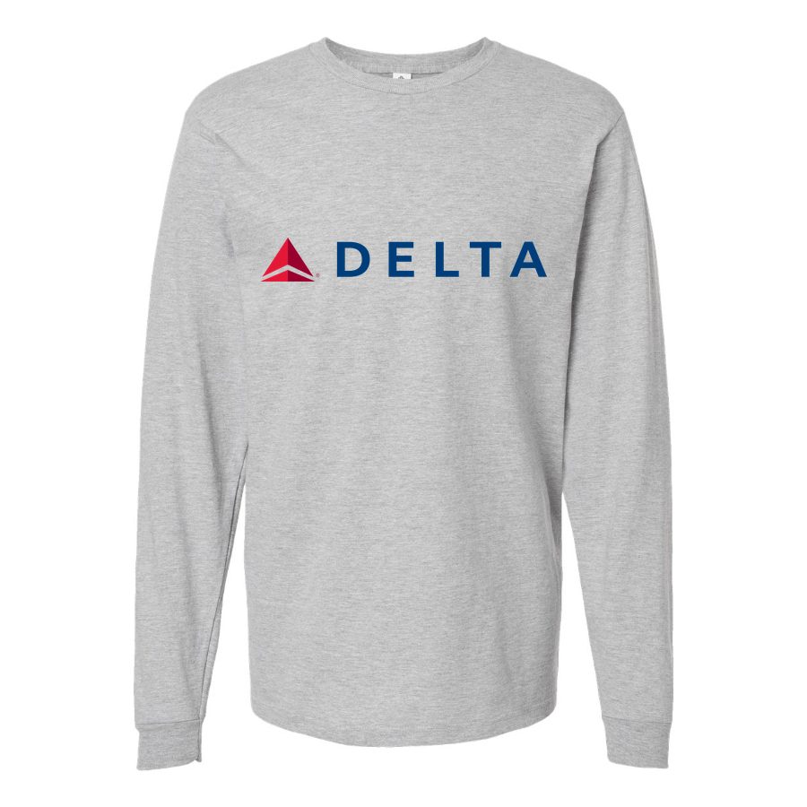 Men's Delta Airlines Long sleeves Cotton Blend T-Shirt - Gray