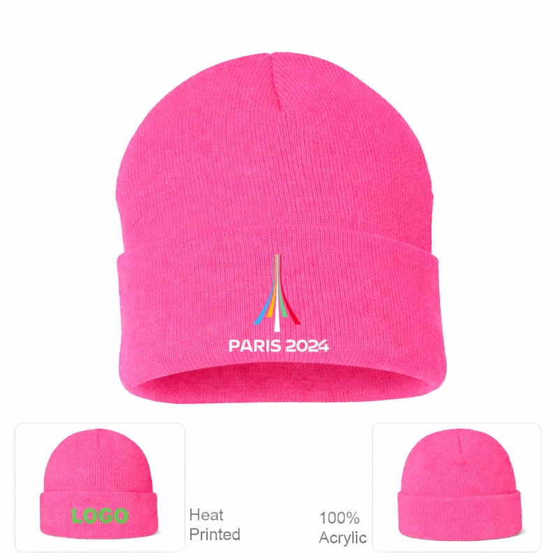 Olympia Paris 2024 White Logo Pink Beanie Hat