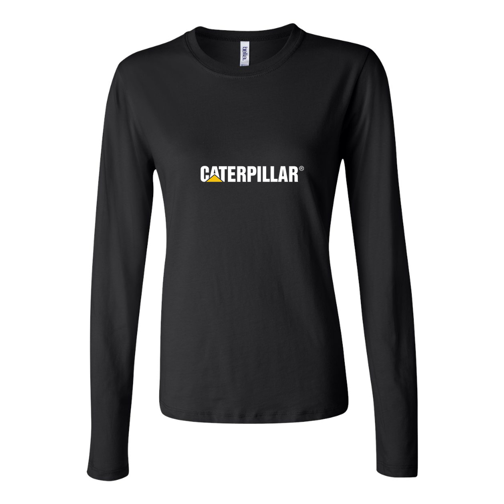 Women's Caterpillar Logo White Long Sleeve T-Shirt - Black